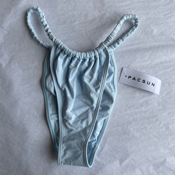 Kendall & Kylie Light Blue Maggie Ruched Bikini Bottom - Picture 2 of 5